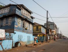 Pylon and street in Freetown, Sierra Leone